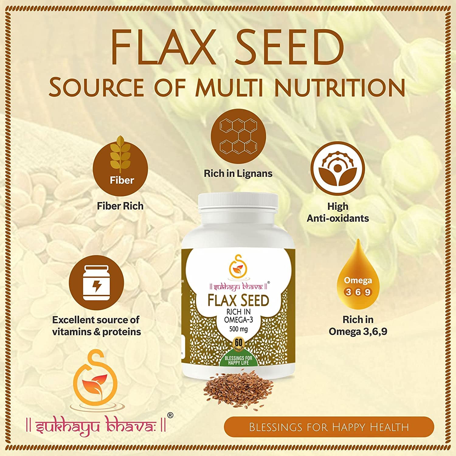 Maxxglow Flaxseed Vegan Omega3 and Immunity Supplement for Men and