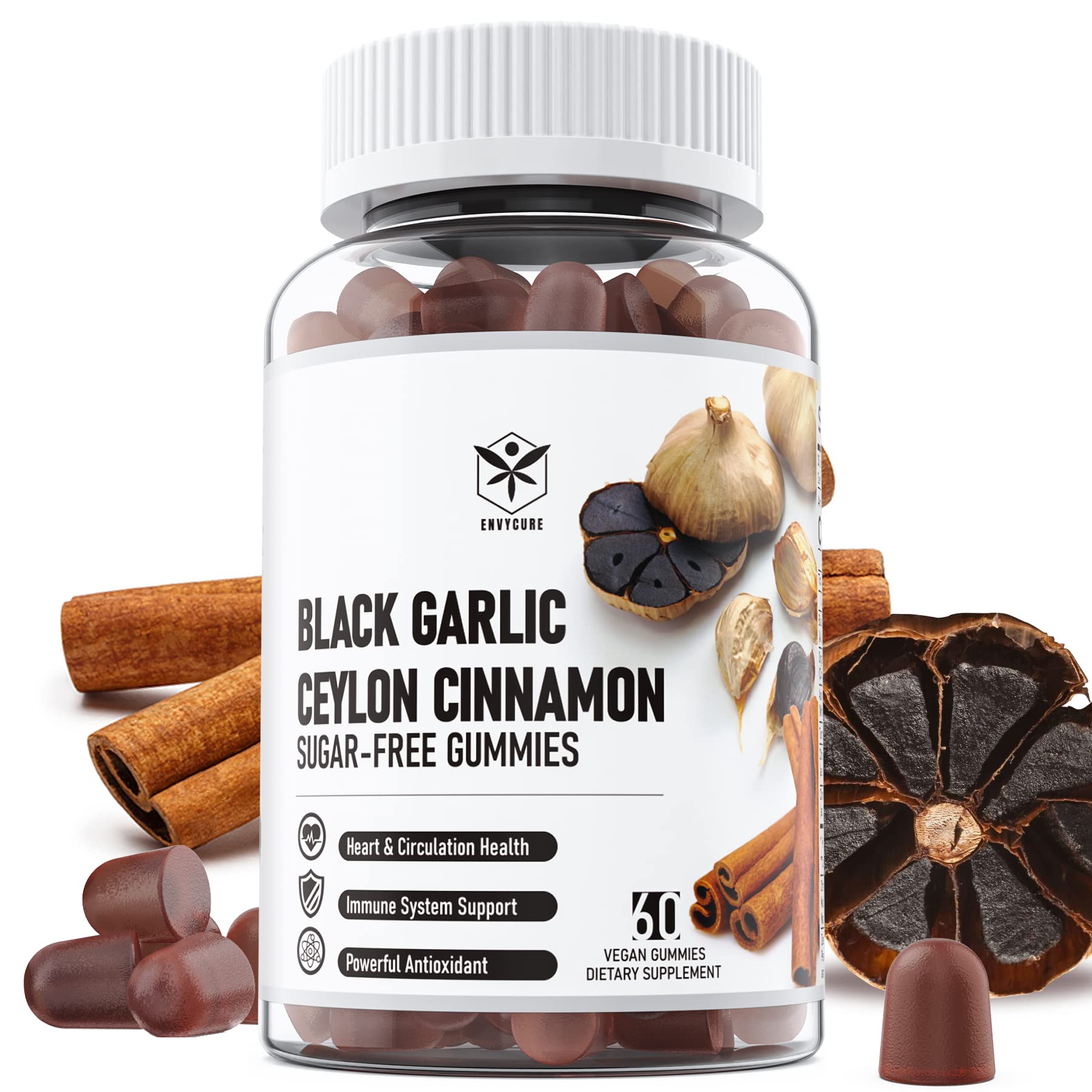 envycure Aged Black Garlic Supplements 1000mg Plus Organic Ceylon