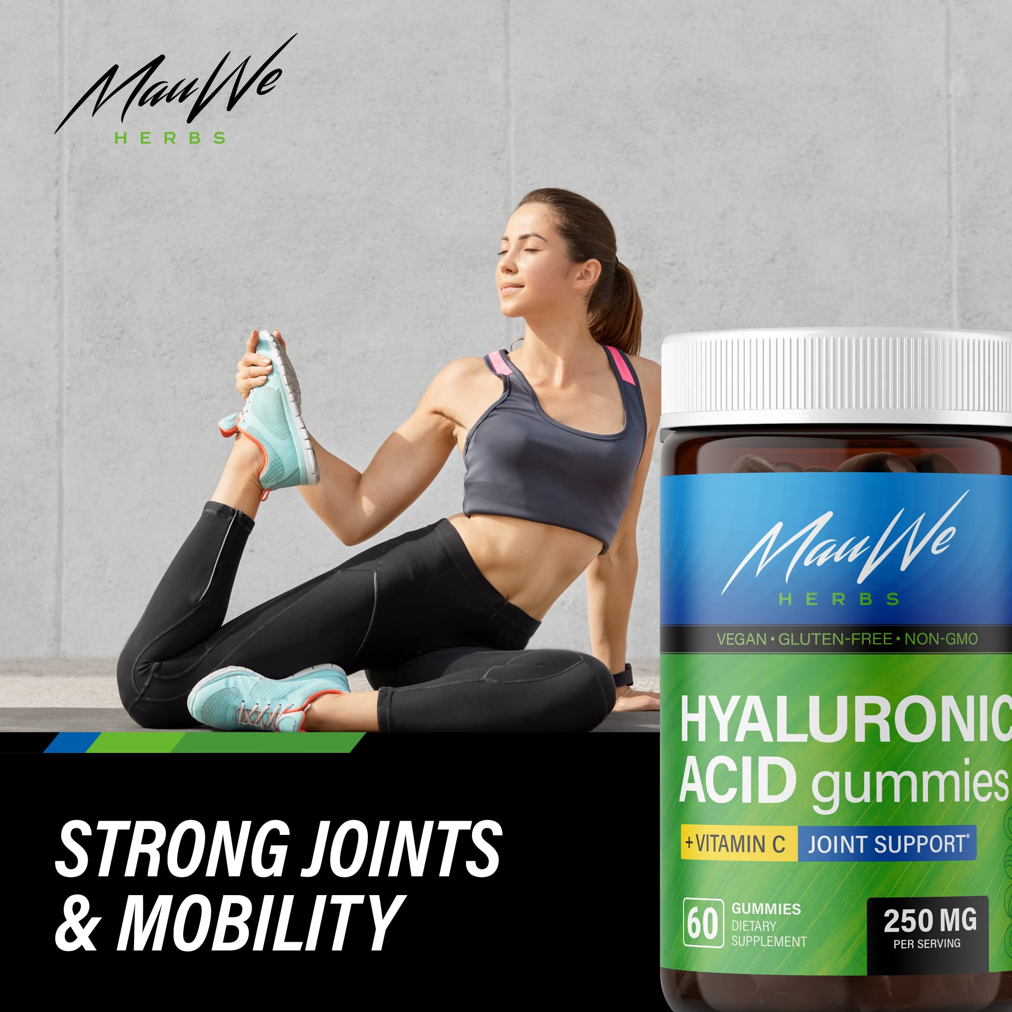 MAUWE HERBS Hyaluronic Acid Gummies w/Vitamin C Skin Hydration Reduce