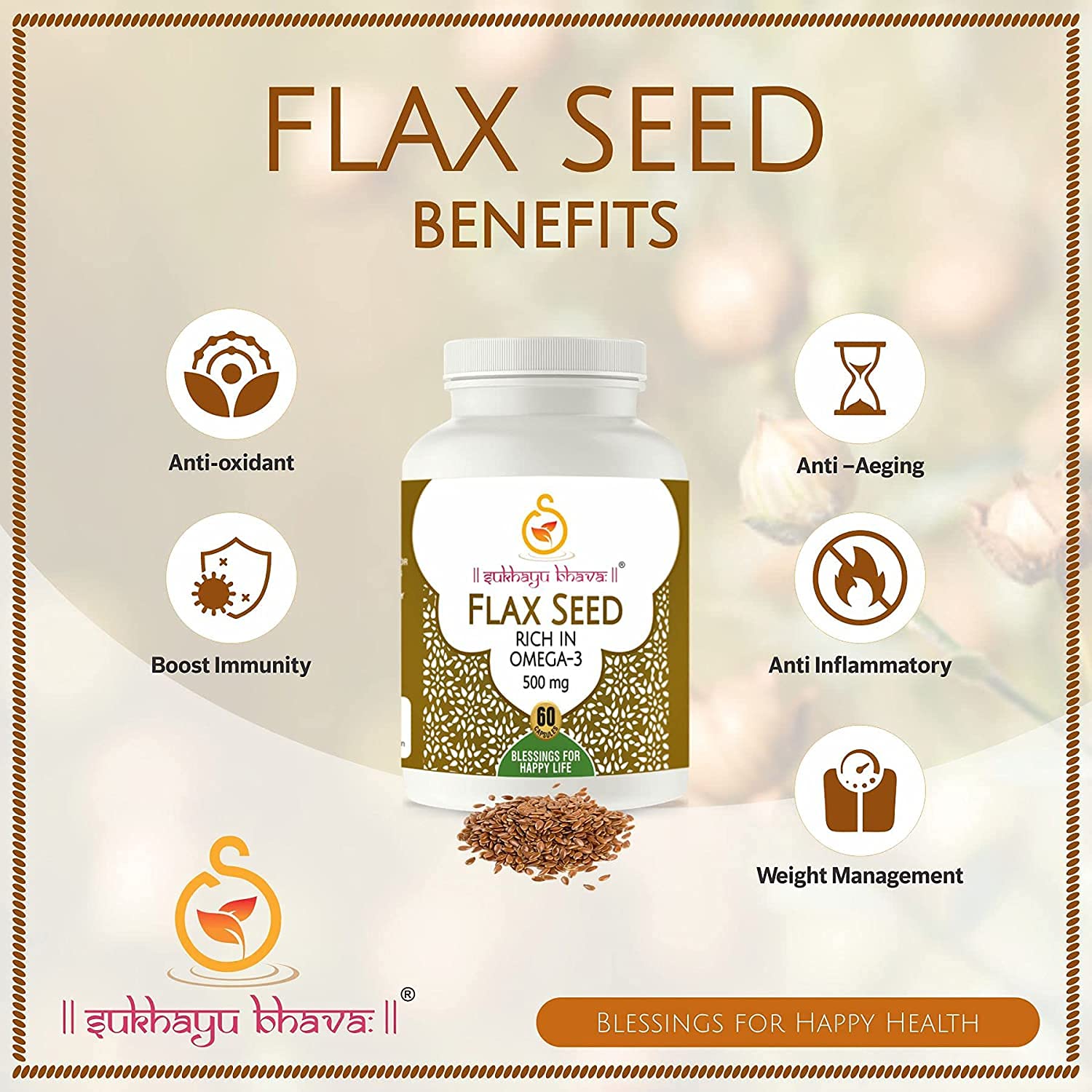 Maxxglow Flaxseed Vegan Omega3 and Immunity Supplement for Men and