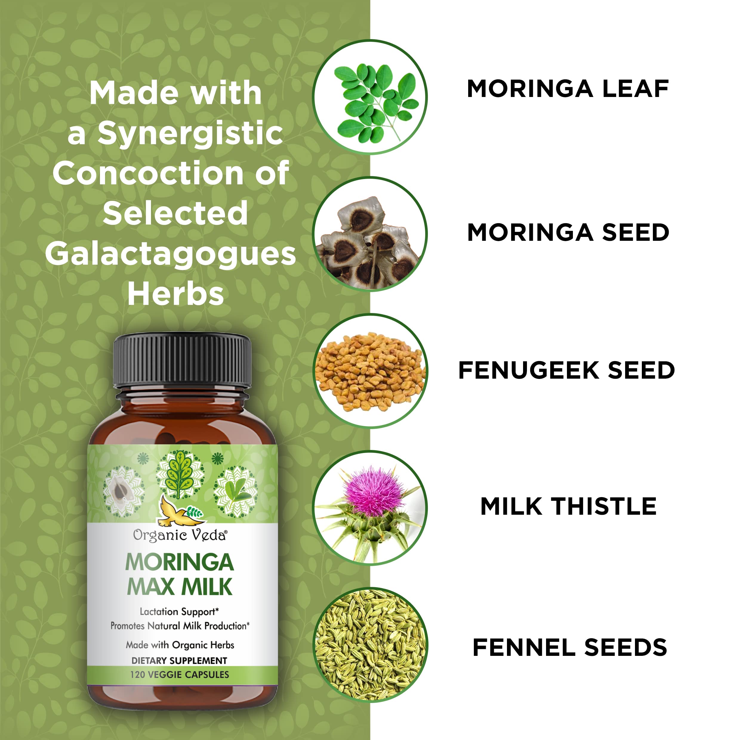 Organic Veda Moringa Max Milk Breastfeeding Supplement, Lactation Blend