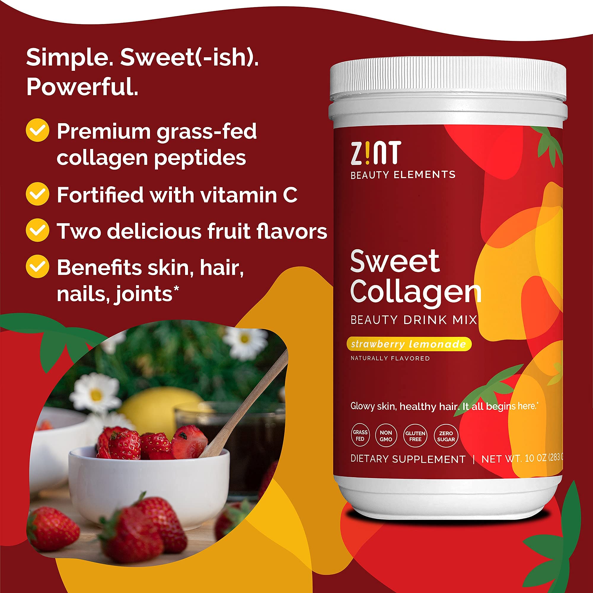 Zint Collagen Peptides Powder (10 oz) + Sweet Collagen Beauty Drink Mix