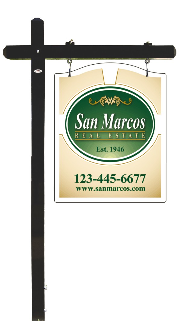 Independent REALTORS® Real Estate Black Aluminum Sign Post And Luxury Homes Hanging Sign Panel