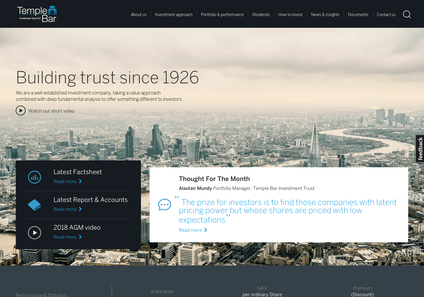 Temple Bar Investment Trust Share Price. TMPL Stock Quote, Charts