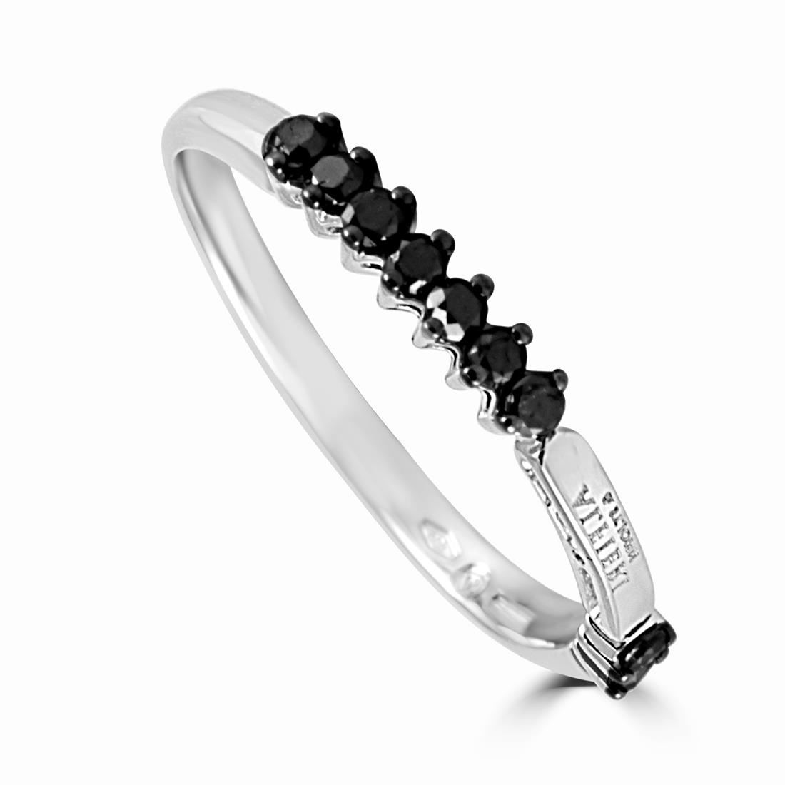 Alfieri & St John White gold black diamonds ring 0,31 cts color, size S