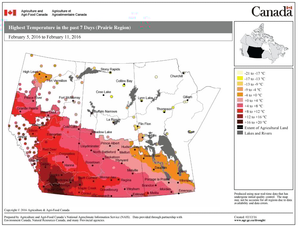 Weather forecast for the Prairies much of the same