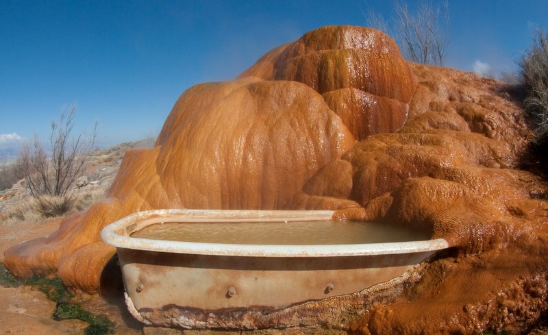 Soaking in the Desert Bath Tubs of a Pioneer's Hot Spring