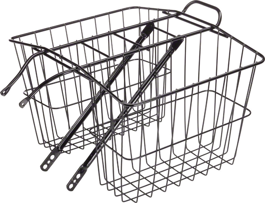 Wald 520 Rear Twin Carrier Basket MD; Gloss Black Modern Bike