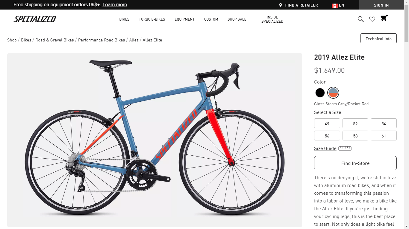 Parts for your Specialized Allez Elite 2019 Modern Bike