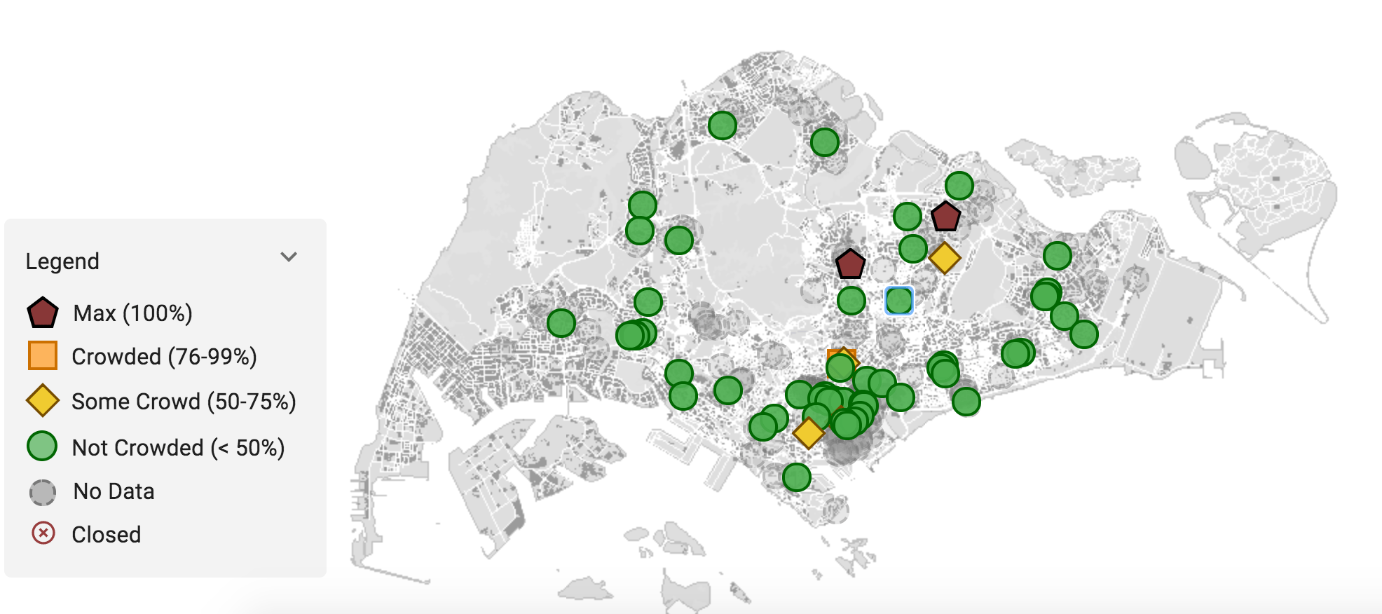 Useful map shows realtime crowd levels in S'pore malls & supermarkets for your phase 2 use