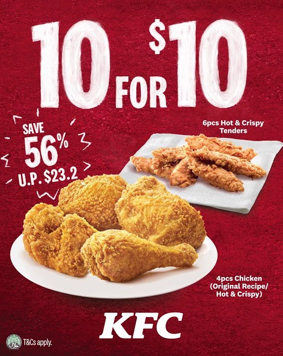 KFC selling 4piece chicken & 6piece tenders for S10 for a limited