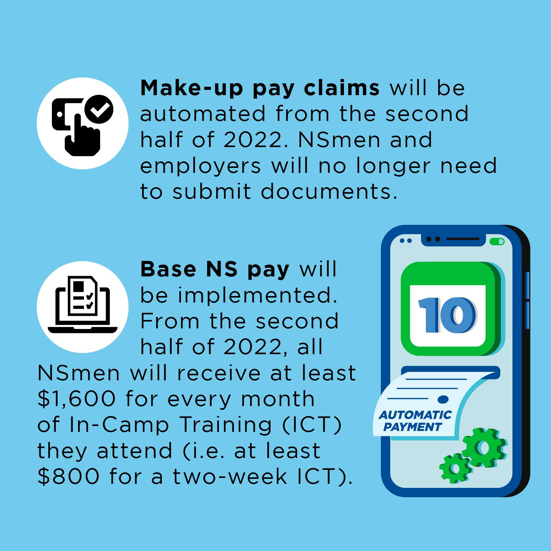 NSmen to get higher monthly base pay of at least S1,600 during ICT