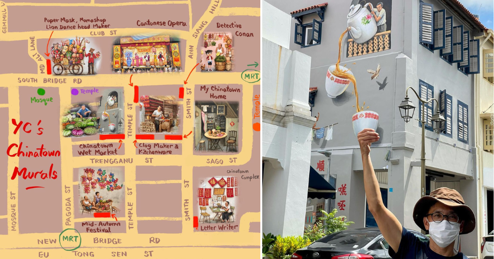 Artist Yip Yew Chong draws map showing where all his murals are in