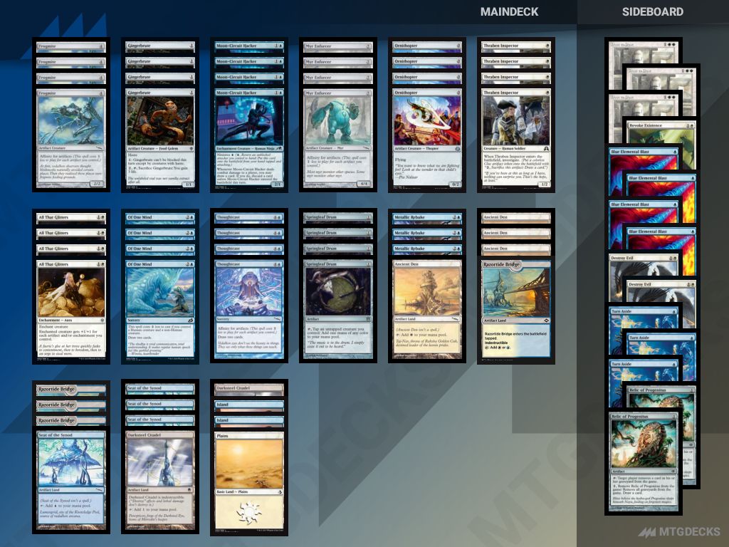 Pauper Uw Affinity deck by Imma Di Guida • MTG DECKS