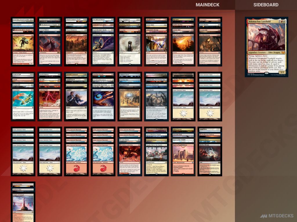 HistoricBrawl Velomachus Lorehold Land Destruction deck by SwissCheems