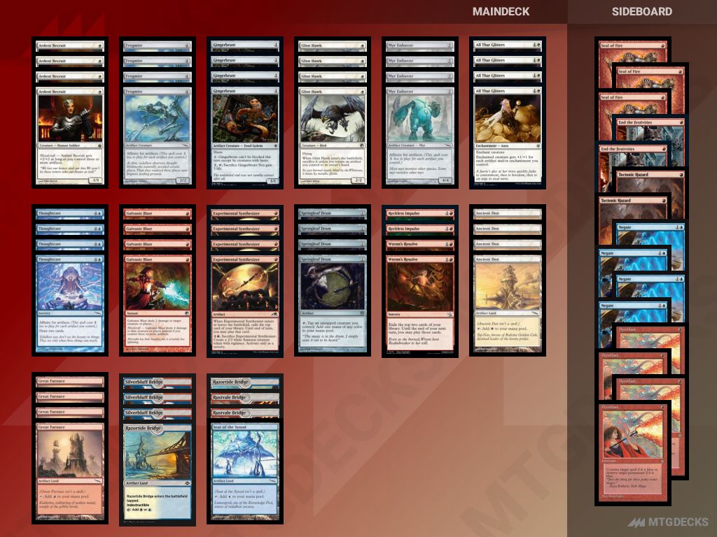 Pauper Glitters Affinity deck by Mahers • MTG DECKS