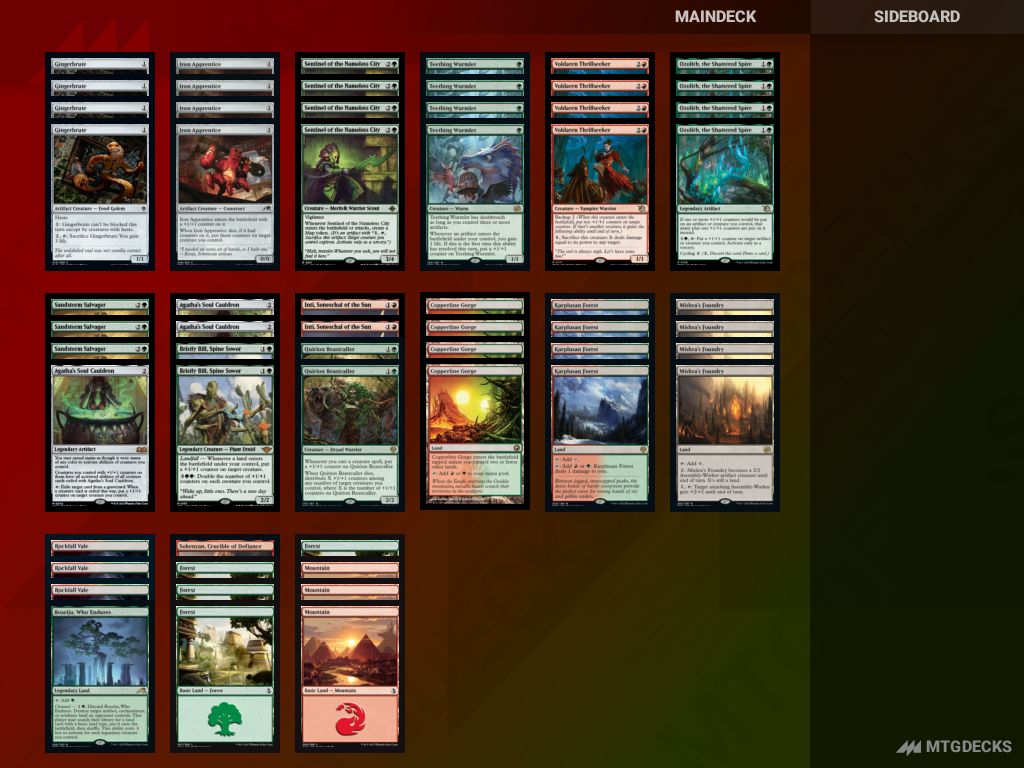 Arena Standard Red/Green Artifact Counter Aggro MKM Standard deck by