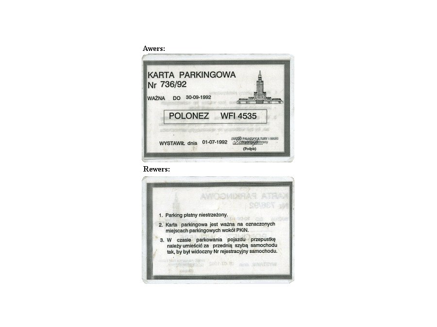 Karta parkingowa w Muzeum P K i N w