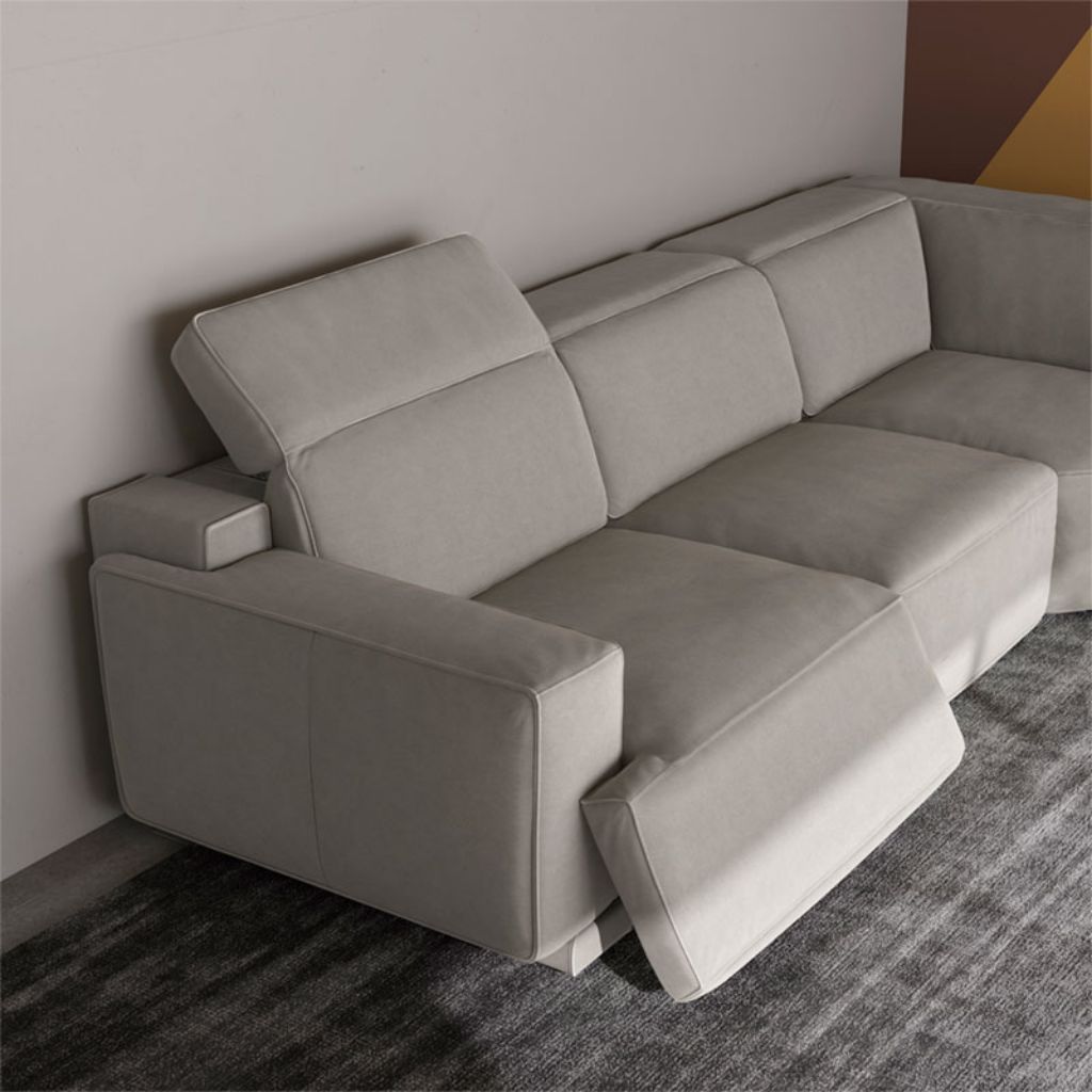 Iago modular corner sofa with relax function dove leather Natuzzi
