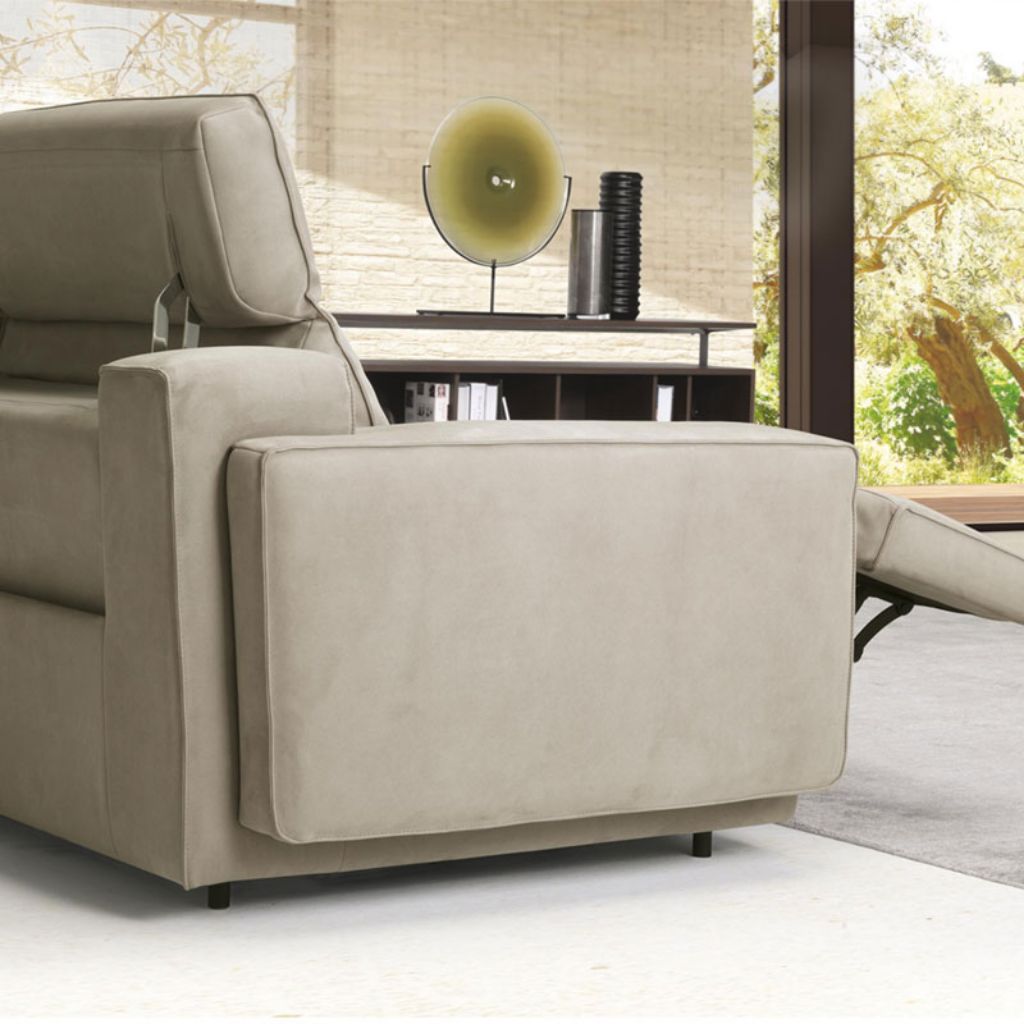 Iago modular corner sofa with relax function white leather Natuzzi