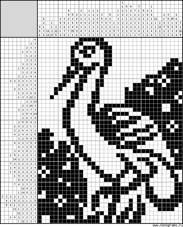 Black & white Japanese crossword «Heron»