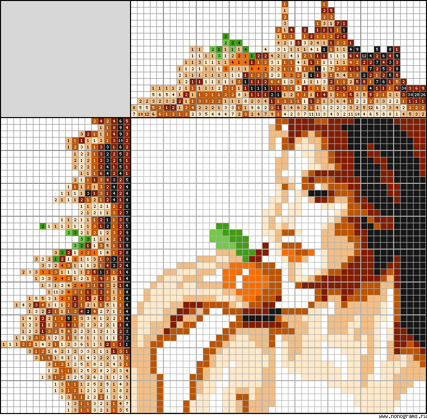 Colour Japanese crossword «Mandarin Girl»