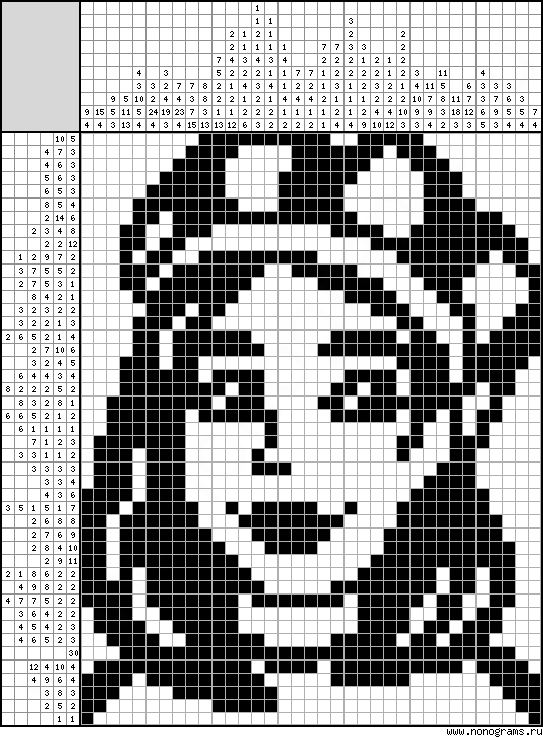 Black & white Japanese crossword «Girl with beret»