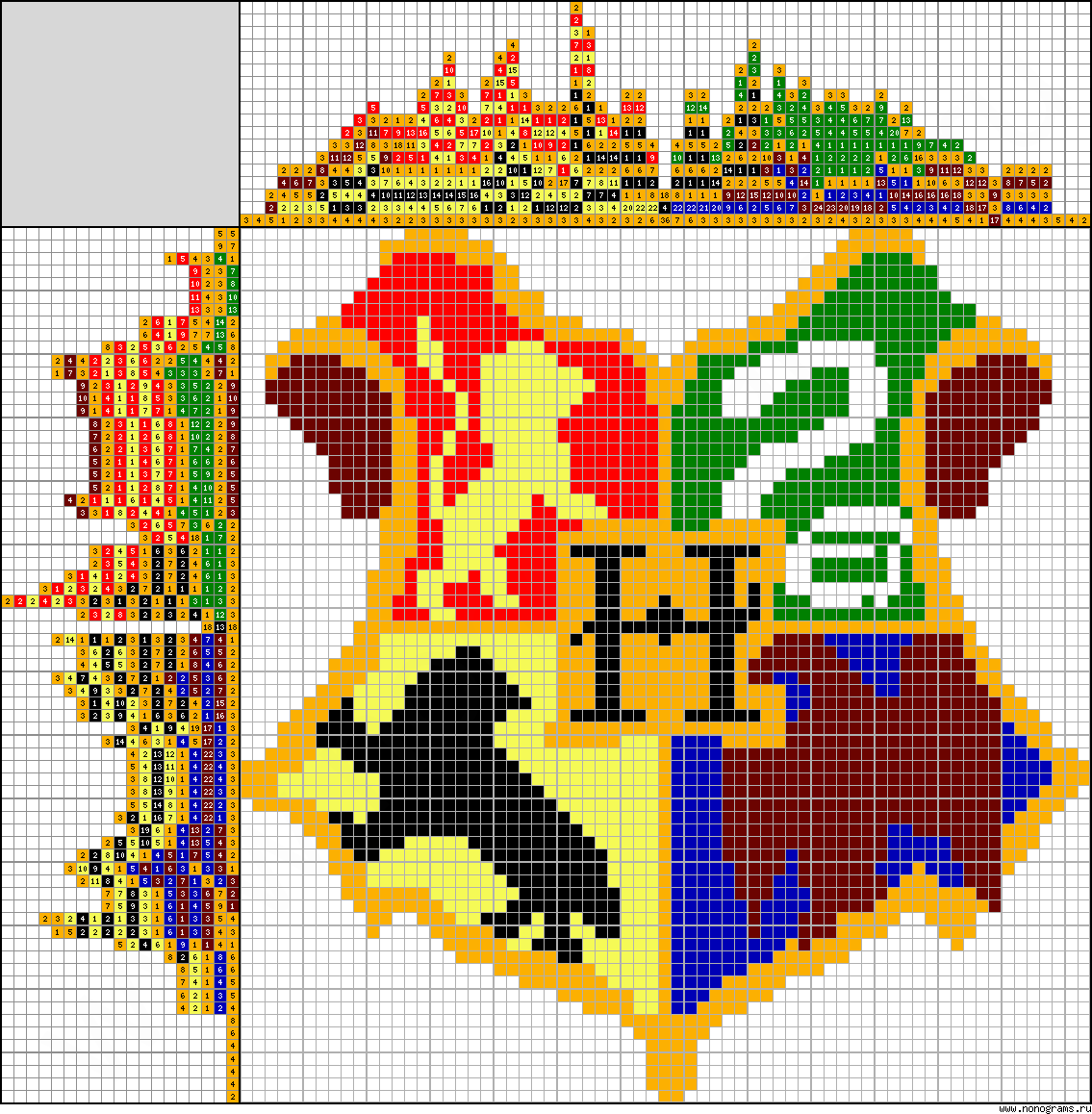 Colour Japanese crossword «Hogwarts»