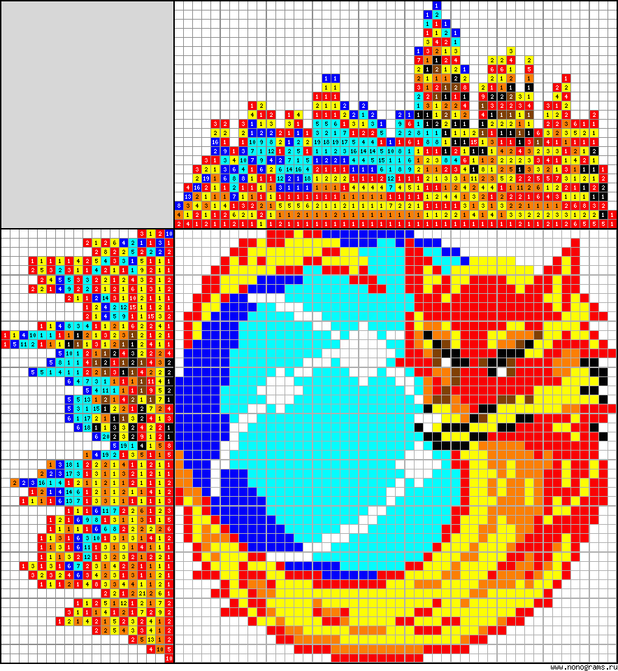 Colour Japanese crossword «Firefox»