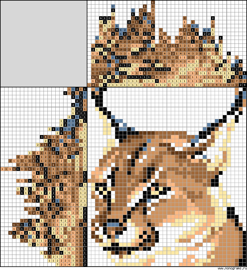 Colour Japanese crossword «Caracal»