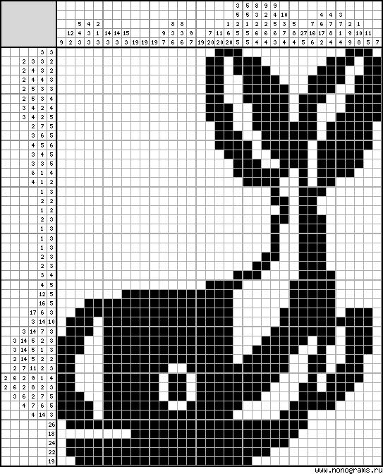 Black and white Japanese crossword «Whale»