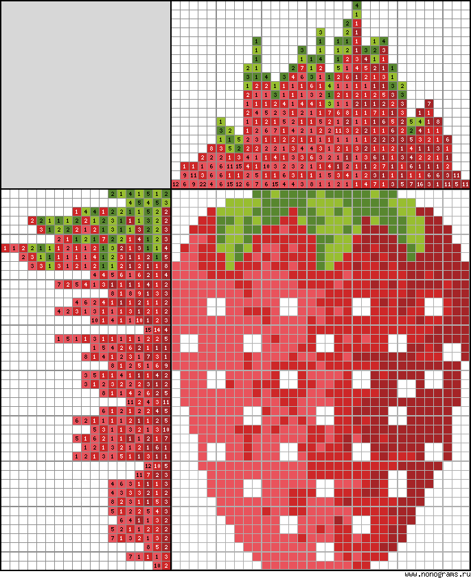 Colour Japanese crossword «Strawberry»
