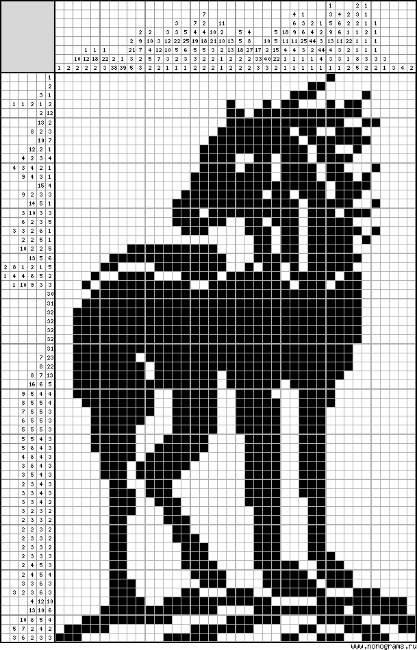 Black and white Japanese crossword «Horse»