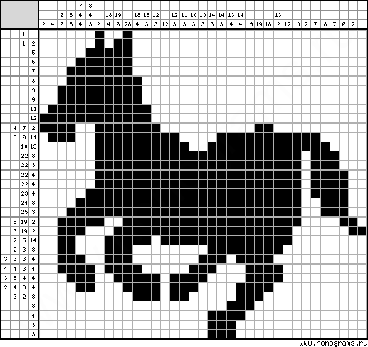 Black and white Japanese crossword «Horse»