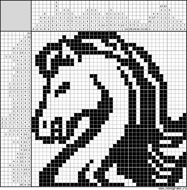 Black and white Japanese crossword «Horse»
