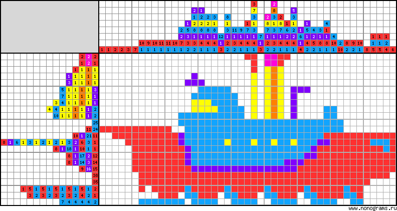 Colour Japanese crossword «Ship»