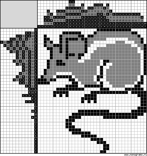 Colour Japanese crossword «Rat»