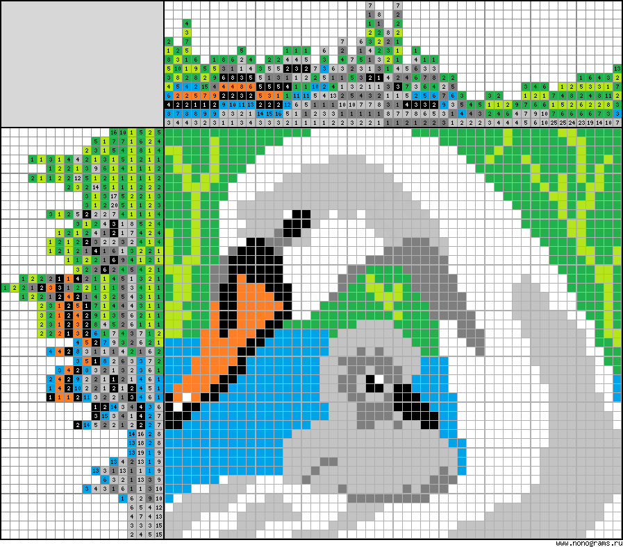 Colour Japanese crossword «Swan»