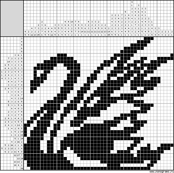 Black and white Japanese crossword «Swan»