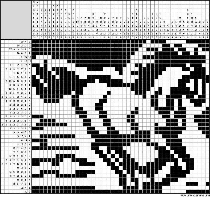 Black and white Japanese crossword «Horse»