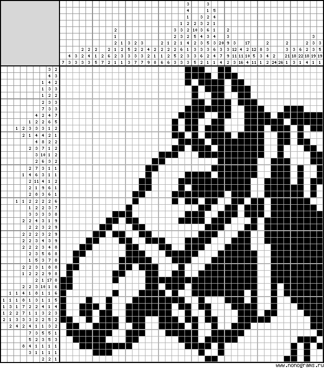Black and white Japanese crossword «Horse»