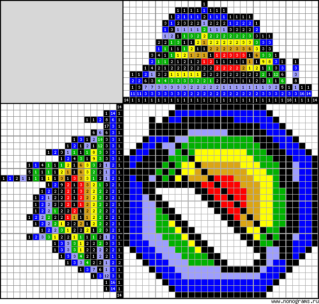 Colour Japanese crossword «Bow and arrow»