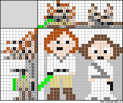 Colour Japanese crossword «Luke and Leia»