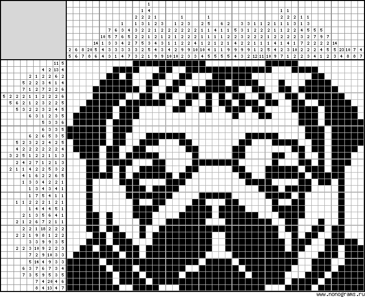 Black & white Japanese crossword «Pug»