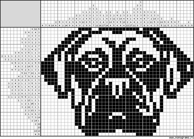 Black & white Japanese crossword «Pug»