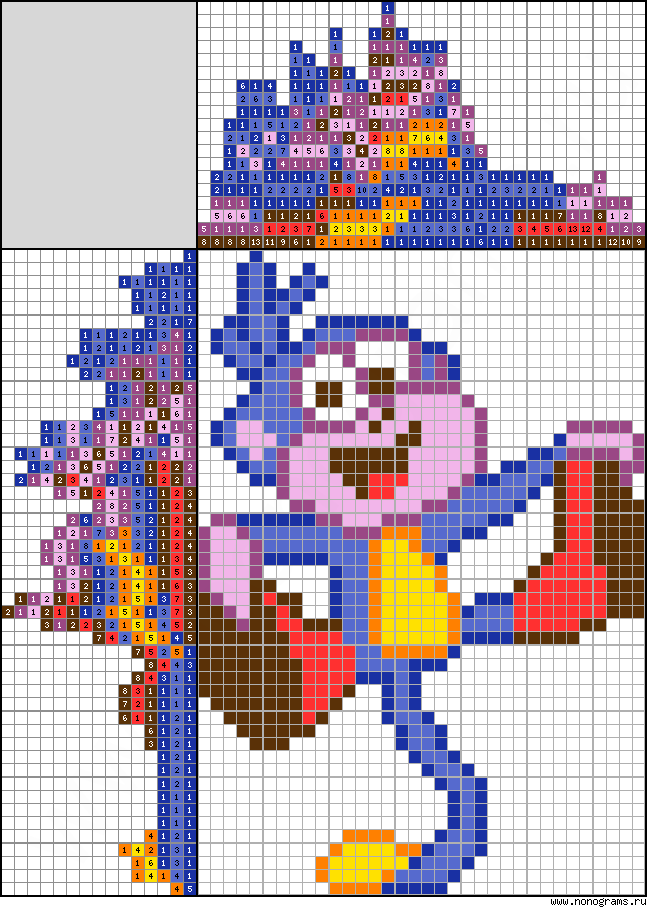 Colour Japanese crossword «Cheerful monkey»