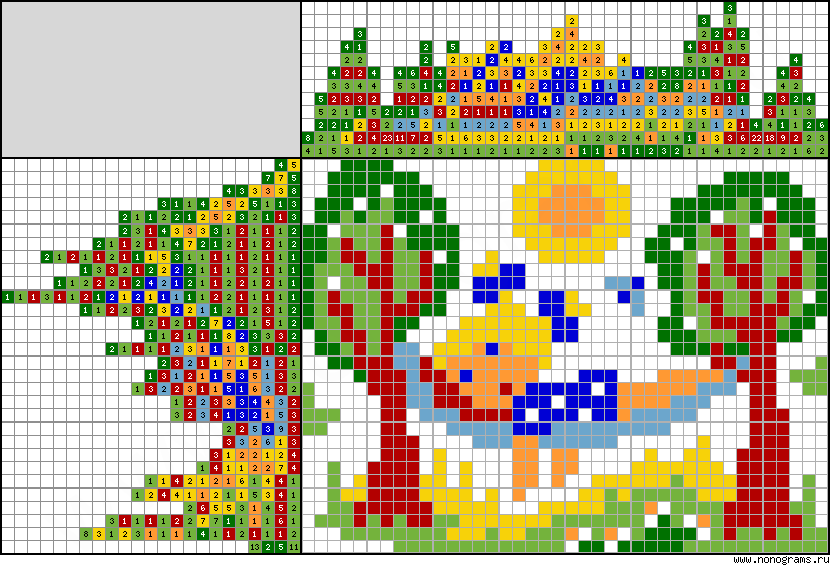 Colour Japanese crossword «Relaxing in the hammock»