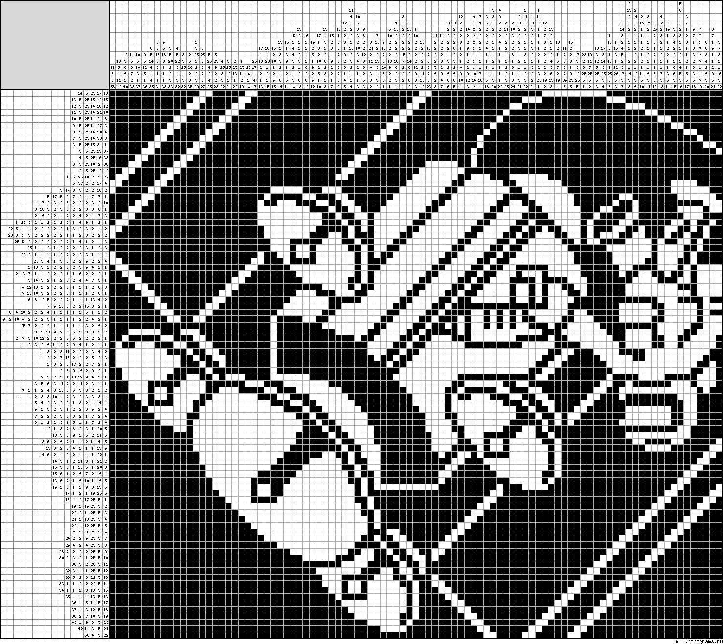Black and white Japanese crossword «Open Space»