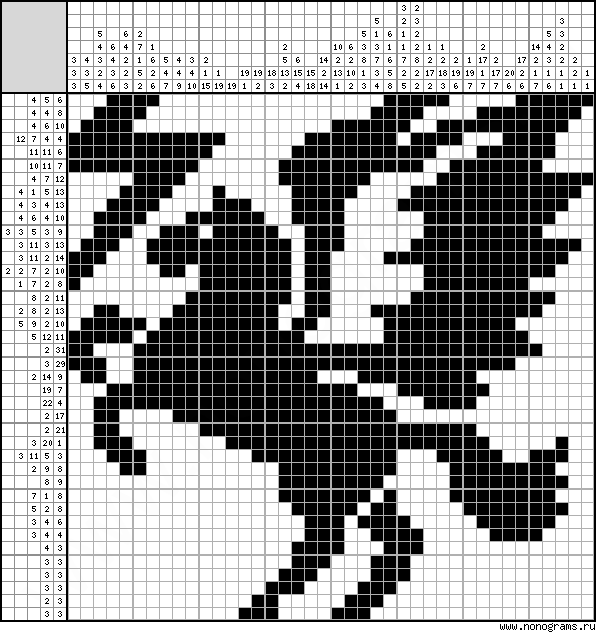 Black & white Japanese crossword «Pegasus»