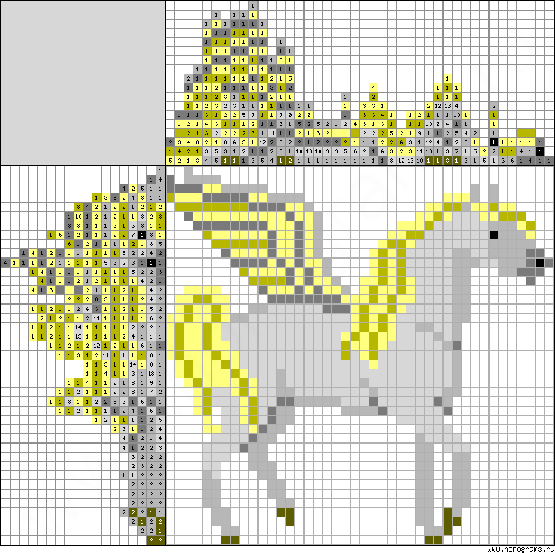Colour Japanese crossword «Pegasus»